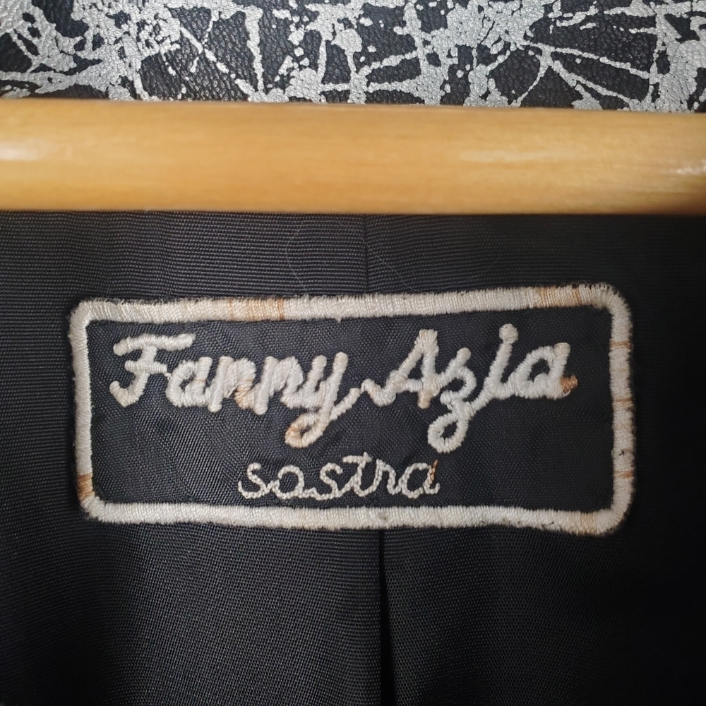 Made In Argentina Black and Silver Spatter Paint Moto Jacket. Women's M/L - Picture 3 of 11